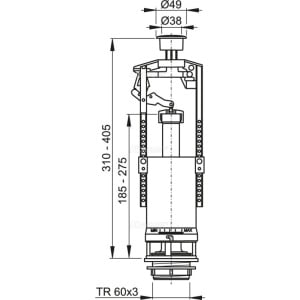 Mecanism WC cu buton Stop simpla actionare A2000-CHROM - Img 3