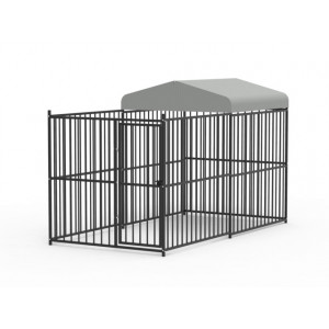 Padoc pentru caini, din otel, de exterior, partial acoperit, 1.2 x 2.4 x 1.5 metri