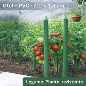 Set 10 araci Otel + PVC 0.8 x 180 cm, Suport pentru legume, rosii, castraveti, sera, solar, gradina - Img 7