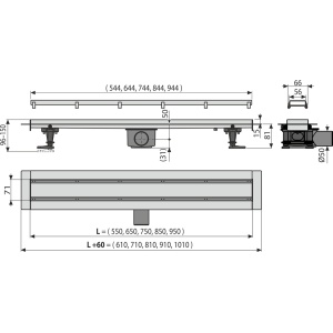 Set rigola de dus cu capac faiantabil, AlcaPlast, APZ13-DOUBLE9 FIT AND GO - Img 2