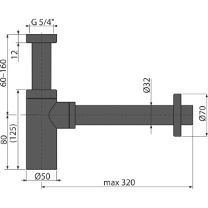 Sifon lavoar negru Alcadrain BLACK EDITION A400BLACK DN32 metalic - Img 2