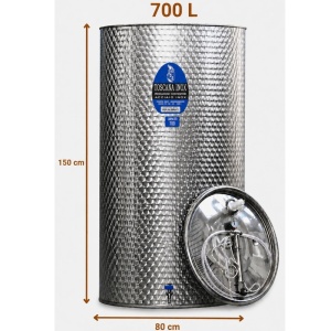 Cisterna inox vin 700L cu capac cu etansare gonflabila – AISI 304, fund plan - Toscana Inox - Img 2