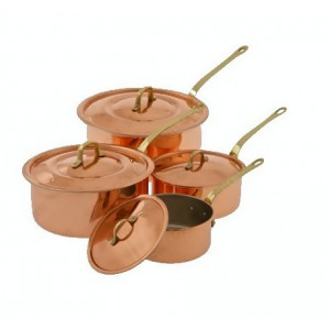 Cratita din Cupru Ø22cm cu Capac si Maner din Bronz - Img 3