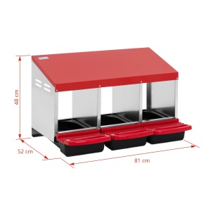 Cuibar pentru Găini din Oțel Galvanizat – 3 Compartimente, cu Tavă Colectare Ouă - Img 4