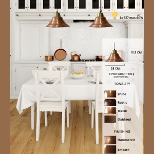 Lustra vintage din cupru CS04CO, finisaj mat, diametru 28 cm - Img 3