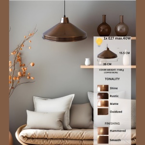 Lustra vintage din cupru CS15CO, finisaj antichizat, diametru 35 cm - Img 2