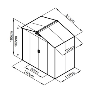 Magazie metalica pentru gradina 213x131x195 cm, gri, usa culisanta dubla - Img 5