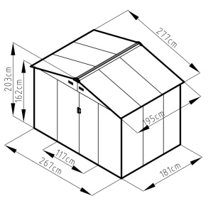 Magazie metalica premium pentru gradina, gri, 277 × 195 × 203 cm – spatiu generos si rezistenta ridicata - Img 5