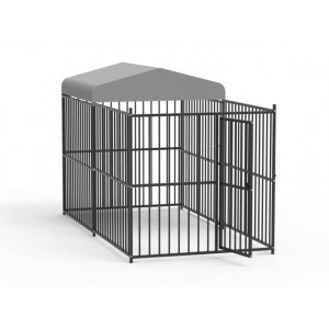 Padoc pentru caini, din otel, de exterior, partial acoperit, 1.5 x 3 x 1.8 metri