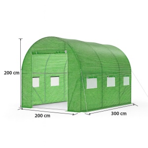 Sera tip tunel pentru gradina 3x2x2 m, cadru metalic galvanizat, 6 ferestre si folie PE verde - Img 2