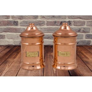 Set 2 recipiente cupru masiv pentru zahar si cafea 500ml fabricate manual in Grecia - Img 3