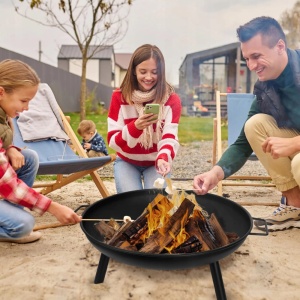 Vatra pentru foc metalica 60cm pentru terasa , cu picioare incluse - Img 2