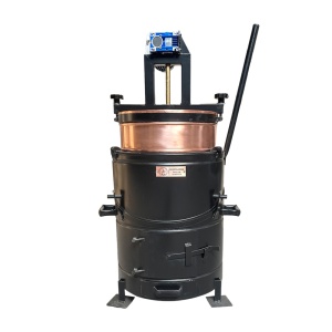 Cazan 60 litri cupru, magiun, zacusca, gem, basculant, cu focar pe lemne și amestecator electric - Img 12