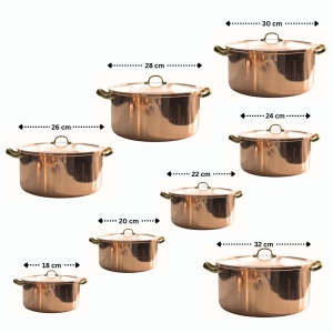 Cratita din cupru cu capac și 2 manere – AlmaCozinha, Ø18–32 cm - Img 3