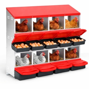 Cuibar otel galvanizat pentru gaini, 8 compartimente, cu tavita colectare oua