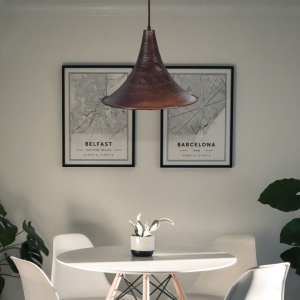 Lustra vintage din cupru CS07CO, finisaj lovitura de ciocan, rustic, diametru 38 cm - Img 4