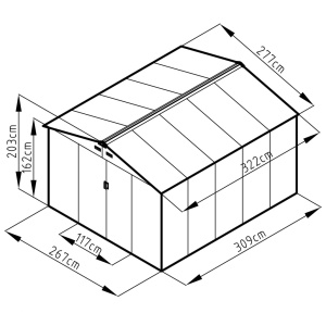 Magazie metalica pentru gradina 277x322x203 cm, maro, usa culisanta dubla - Img 5