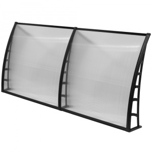 Marchiza copertina policarbonat 240x120 cm, placi transparente, suporturi negre - Img 3