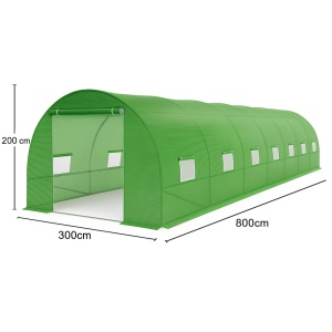 Sera tip tunel pentru gradina 3x8x2 m, cadru metalic galvanizat, 16 ferestre si folie PE verde - Img 2
