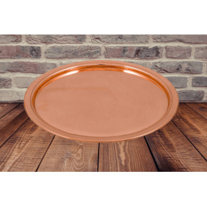 Tava rotunda din cupru lucios pentru servit cafea si ceai 24 cm - Img 3