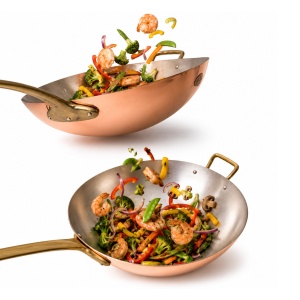 Tigaie Wok din Cupru Pur, 31 cm, Maner din Bronz Masiv, AlmaCozinha - Img 6