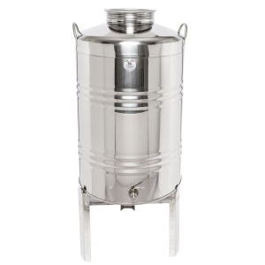 Butoi Inox 100 Litri pentru Tuica, Palinca, Ulei, Lapte, cu Robinet si Suport - Img 1