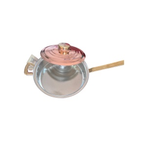 Cratita din Cupru 22 cm cu Capac Maner si Coada din Bronz Profesionala - Img 2