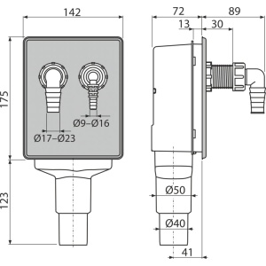 Legatura externa masina de spalat incastrata pentru conectarea de două aparate, cu capac din oţel inoxidabil DN40 şi DN50 - Img 2