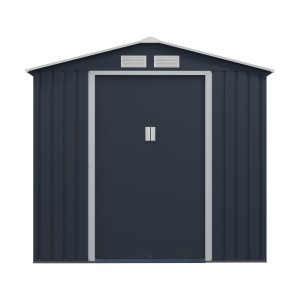 Magazie metalica pentru gradina 213x195x195 cm, gri, usa culisanta dubla - Img 4