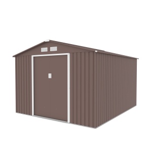 Magazie metalica pentru gradina 277x322x203 cm, maro, usa culisanta dubla - Img 2