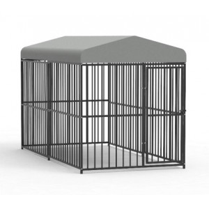 Padoc pentru caini, din otel, de exterior, cu acoperis, 1.2 x 2.4 x 1.5 metri