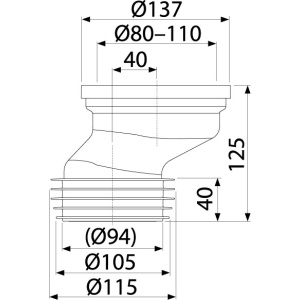 Racord Cot WC excentric 110 - 40 mm, A991-40 alcadrain - Img 2