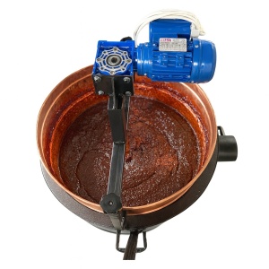 Cazan 60 litri cupru, magiun, zacusca, gem, basculant, cu focar pe lemne și amestecator electric - Img 6