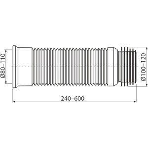 Cot WC flexibil diametru 110 / 120 mm, lungime 280-550 mm, A97 alcadrain - Img 2