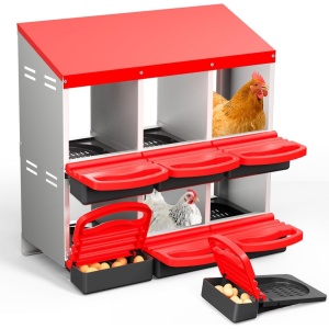 Cuibar otel galvanizat pentru gaini, 6 compartimente, cu tavita colectare oua - Img 4