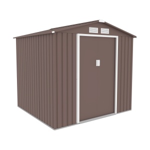 Magazie metalica pentru gradina 213x195x195 cm, maro, usa culisanta dubla - Img 3