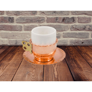 Set 4 cesti cafea din cupru si portelan 50ml gravate manual - Img 3