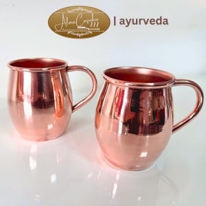 Set Rezervor 8 L + 2 Cani 400 ml din Cupru Lucios pentru Apa, Ayurveda - Img 5