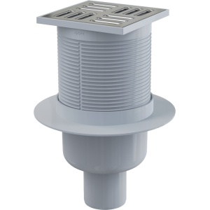 Sifon pardoseală ieşire verticală 105×105/50 mm, grătar oţel, APV2