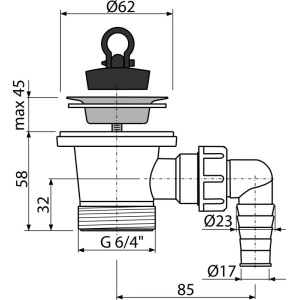 Ventil lavoar cu sita din otel legatura la masina de spalat - Img 2