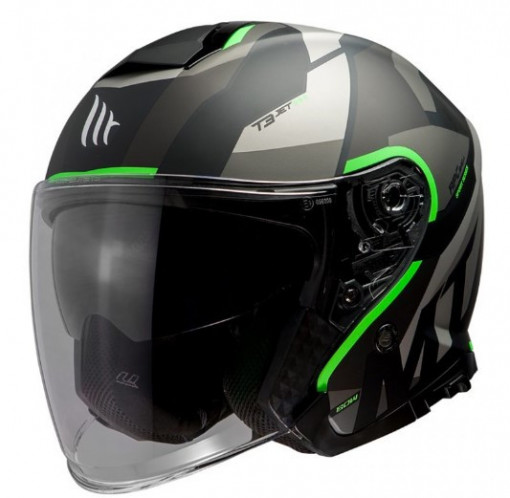 Casca open face MT Thunder III SV Jet Bow A6 verde fluor mat