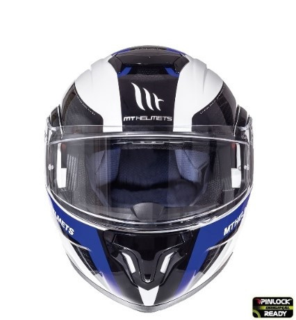 Casca integrala modulabila motociclete MT Atom SV Tarmac alb/albastru/negru lucios