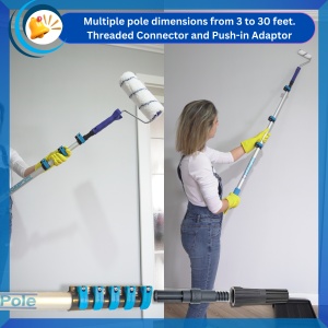 IGADPole Kit with 3.6m Extendable Telescopic Rod – Microfiber Cleaning Pole for High Ceilings, Ceiling Fans, Windows, and Spiderwebs - Img 3