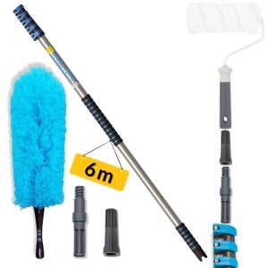 IGADPole Kit with 6m Extendable Telescopic Rod – Microfiber Cleaning Pole for High Ceilings, Ceiling Fans, Windows, and Spiderwebs
