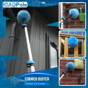 IGADPole 8.6m Washing Kit: Water-fed Brush, Cobweb Duster and 10”(25cm) Squeegee and Soap Dispenser, with 6-stage Telescoping Pole and & 1ft Curved Extension - Img 5