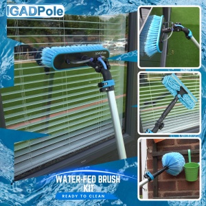 Kit de spălare IGADPole 5m: perie cu alimentare cu apă, perie pentru pânze de păianjen și racletă de 25 cm cu dozator de săpun, prevăzut cu tijă telescopică în 4 trepte - Img 3