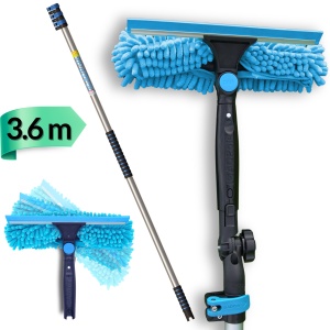 IGADPole Professional Telescopic Window Cleaning Kit 3.6m Extension Pole and Single Pivot 25cm Squeegee, Window cleaning washer tools