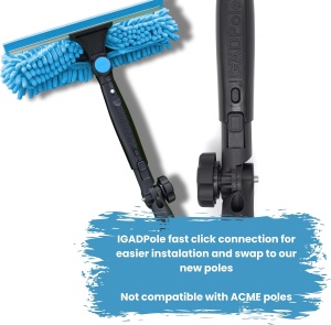 Racletă și perie IGAD pentru geamuri (prosoape din șenilă și microfibră) pentru curățarea ferestrelor / Accesorii pentru spălarea ferestrelor la unghiuri multiple pentru tijă extensibilă / Montare IGADPole - Img 4