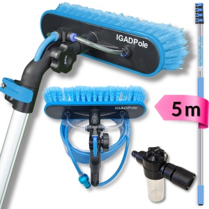 IGADPole 5m Extension Pole Kit with Water-fed Brush and Hose, with 4-Stage Telescoping Pole