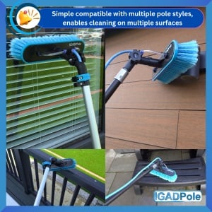 IGADPole spazzola per il lavaggio delle finestre con setole morbide da 33 cm, kit per tubo di prolunga fino a 7,2 m, tubo di prolunga lungo 8 m - Img 3